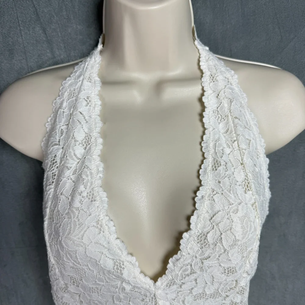 Free People Intimately Lingerie M Avery‎ White Lace bodysuit Racerback Romantic